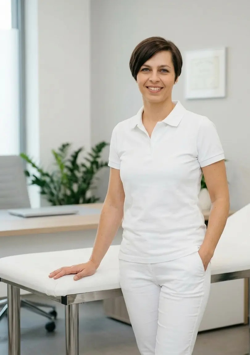 Fyzioterapeutka při práci